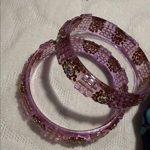 Elegant Purple Floral Bangle Set